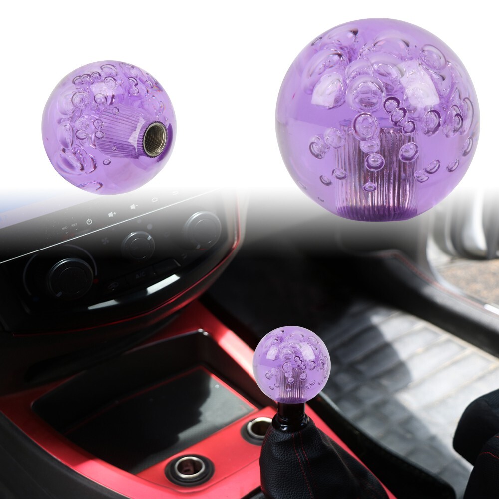 CRYSTAL BUBBLE PURPLE ROUND BALL SHIFT KNOB MANUAL CAR RACING GEAR