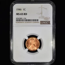 1946 P LINCOLN WHEAT CENT ✪ NGC MS-65-RD ✪ 1C COIN PENNY GEM UNC STOCK ◢TRUSTED◣