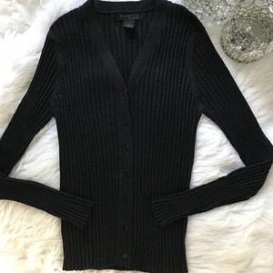 black ribbed cardigan long