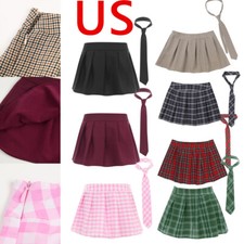 Minifalda plisada a cuadros con corbata Freebily para mujer colegiala