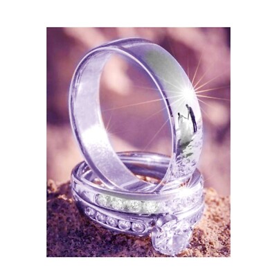 Bague Fiançailles Art Déco - Simulé Diamant 2 Carats - Plaqué Or Blanc 14k Sur Argent 925 - Taille 7 à 10