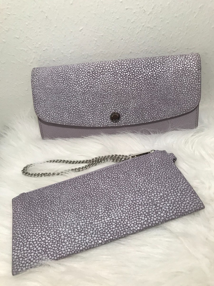 Michael Kors Large Lavender Animal Print Fashion Wallet Clutch