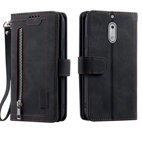 Funda billetera Nokia 6, cremallera de cuero magnética abatible tarjeta para teléfono para Nokia 6 - Imagen 7 de 26