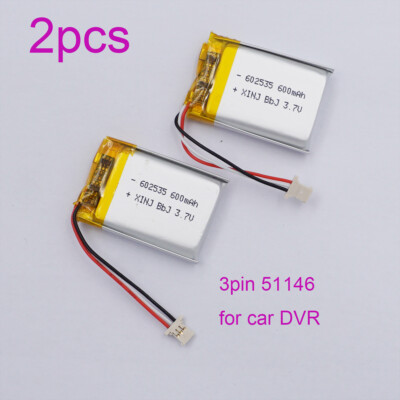 51146 2pcs 3.7V 600mAh Rechargeable Li Battery 602535 3Pin MOLEX 51146 For ...