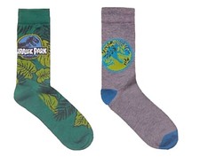 New JURASSIC WORLD Mens 2 Pair Of Crew Socks T-Rex NEW DOMINION Movie JUNE 2022