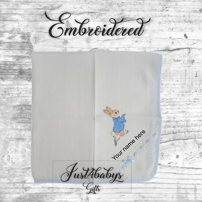 Personalisierte Peter Kaninchen Flopsie Babyhülle, Musselindecke Swaddle 3 Farben