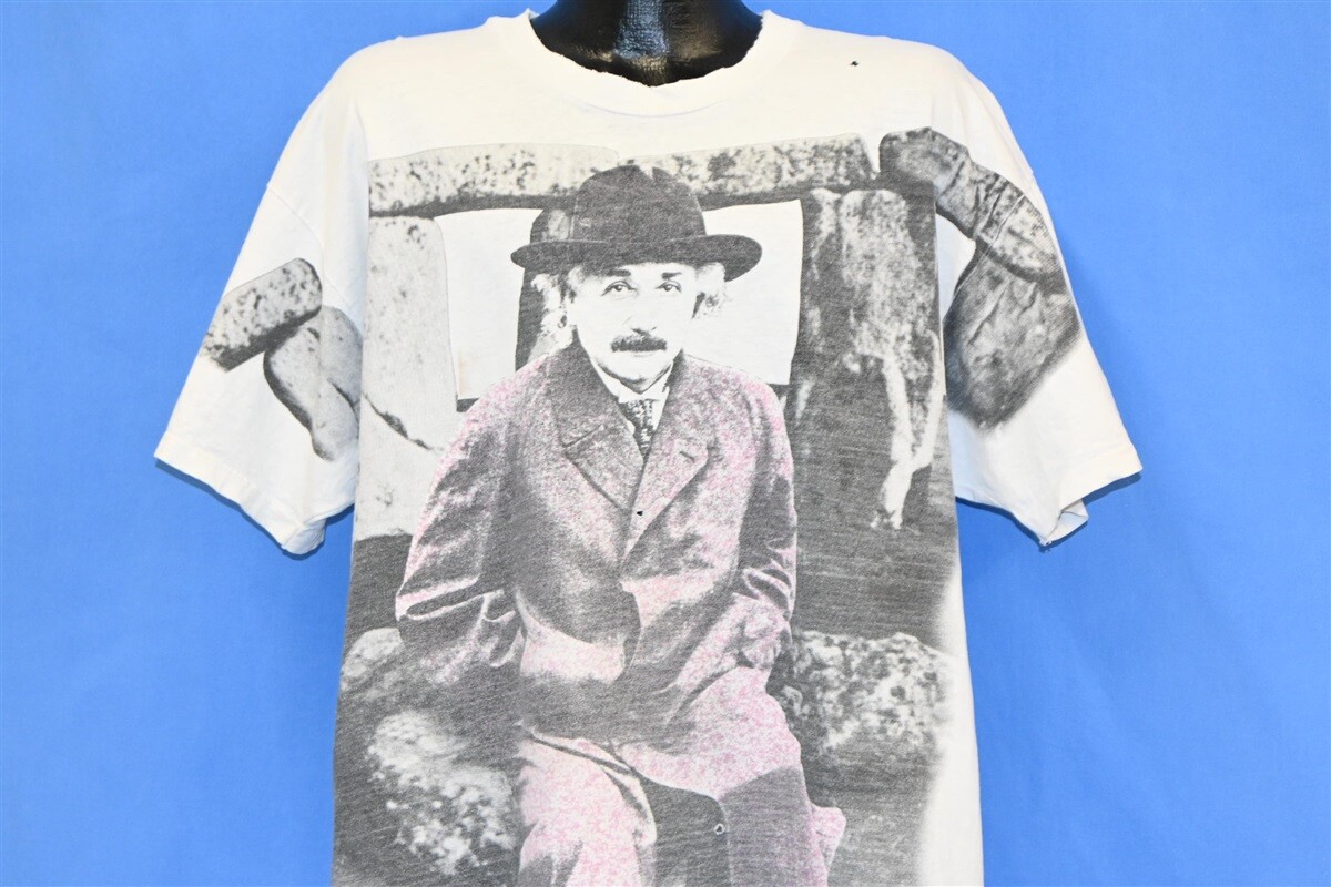 vintage 90s ALBERT EINSTEIN STONEHENGE ALL OVER PRINT AOP 