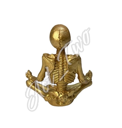 Halloween 3,75" Yoga Tono Oro Scheletro Yogi Resina Yoga Statue Decorazione NUOVO - Foto 3 di 5