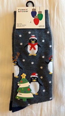 Christmas/Penguins Gray Crew Socks - Men’s Size 7-12 | eBay