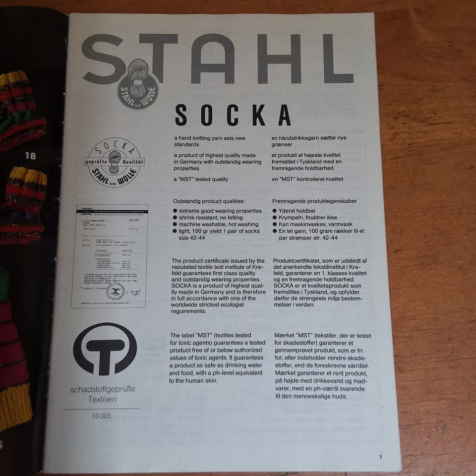 STAHL SCHE WOLLE ~ SOCKA NR. 6 ~ in GERMAN & ENGLISH ~ 1993 Vintage Knit Socks - Image 3 of 4