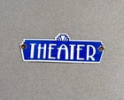 VINTAGE THEATER PORCELAIN SIGN CAR GAS TRUCK OIL MOTORCYCLE