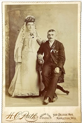 Victorian Wedding Portrait Appleton WI H.C. Rath Cabinet Card Ornate ...