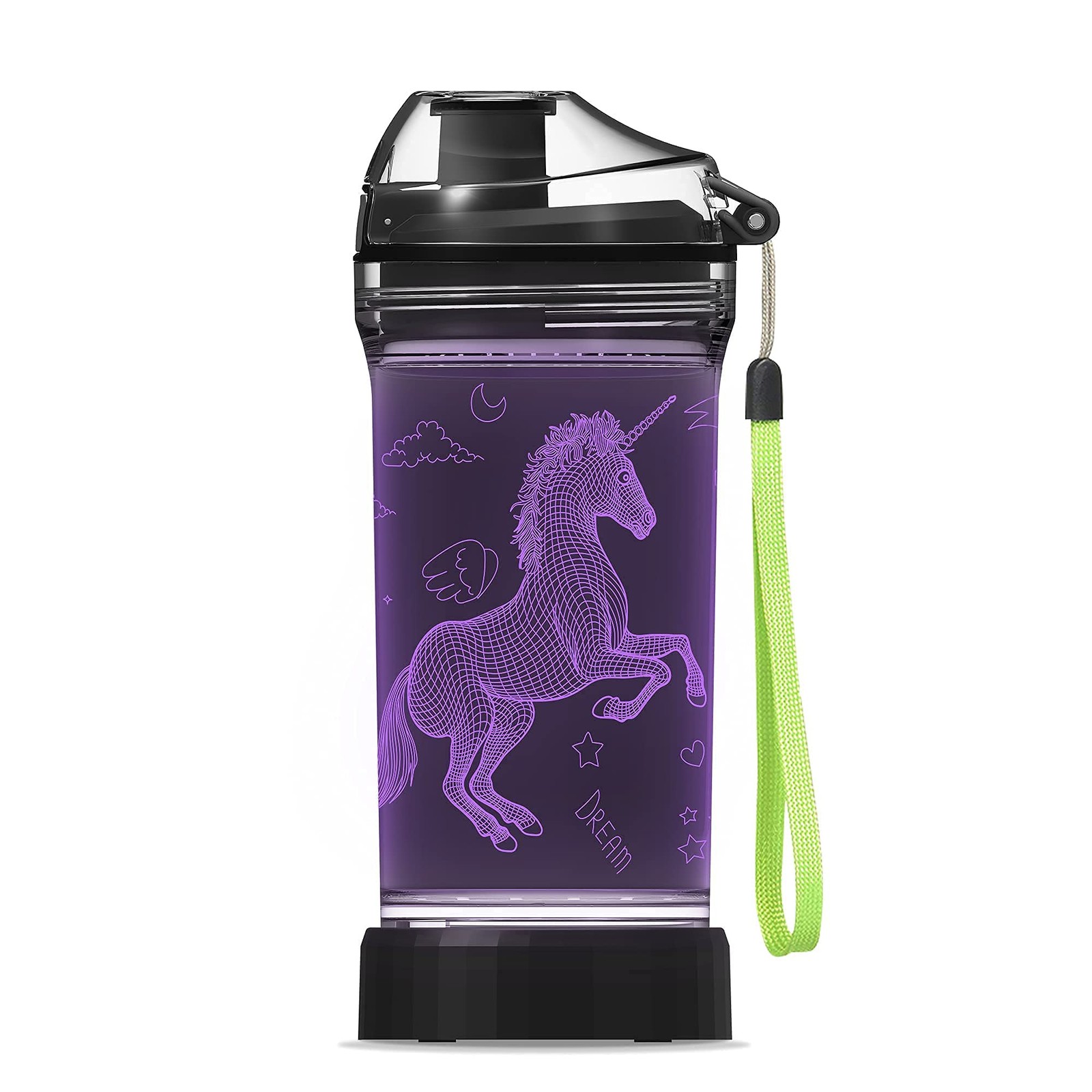 Light Up Water Bottle with 3D Light- 14 OZ Tritan BPA - 7 Co