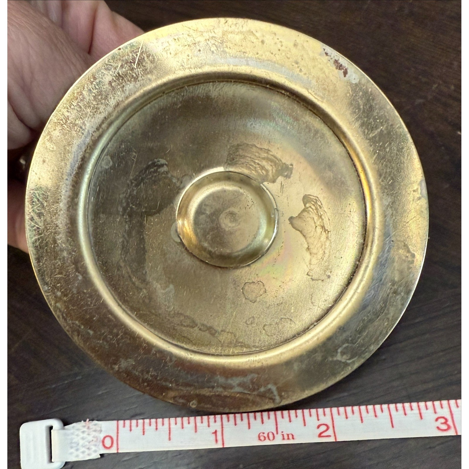 Vintage Brass Candle Holder Round Base Home Decor Table Centerpiece
