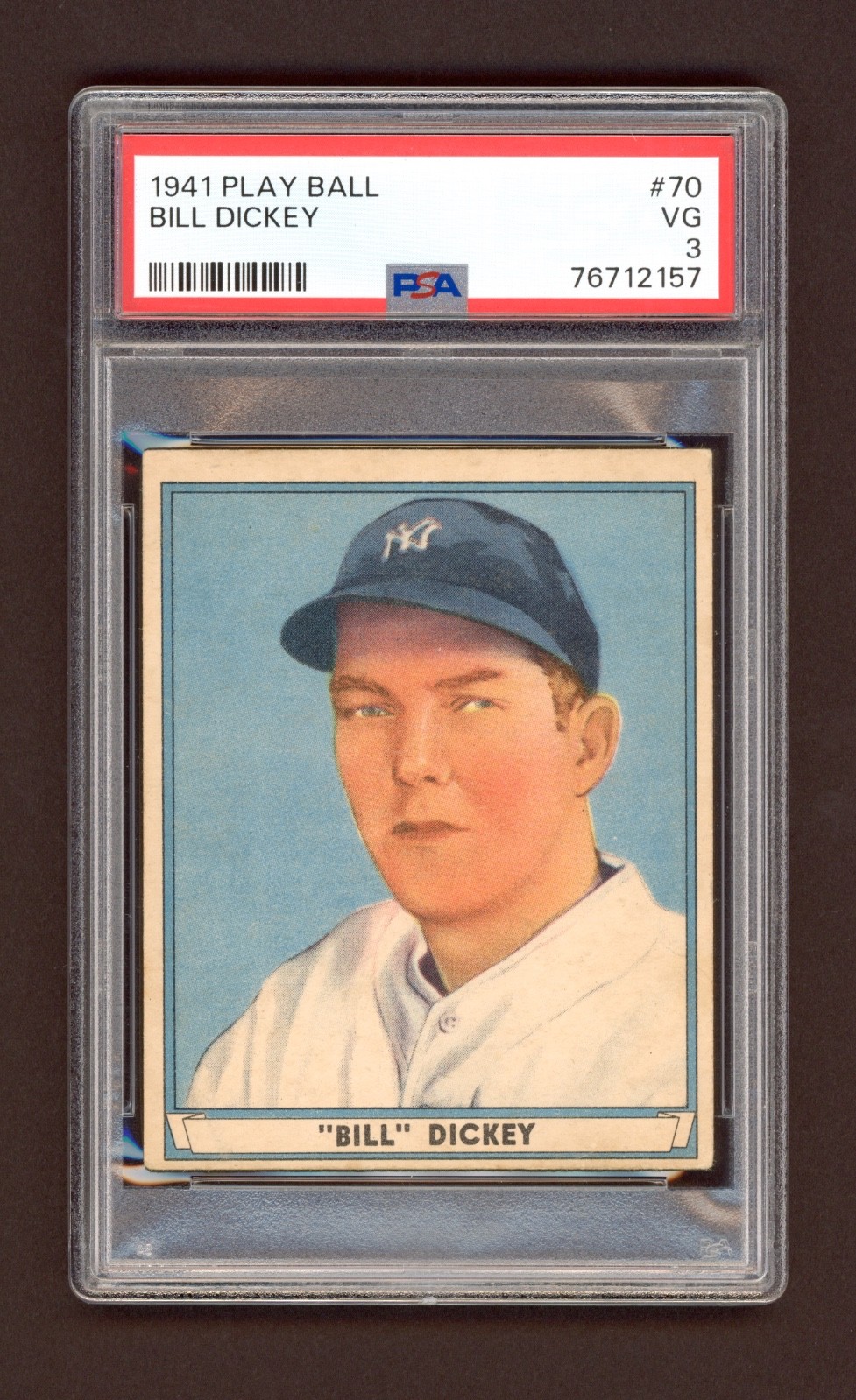 1941 Play Ball Baseball Card #70 Bill Dickey *Yankees HOF* PSA VG 3