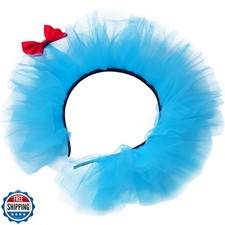 BlissfulTie Blue Mesh Bow Headband: Great for Book-Themed Events, Halloween,
