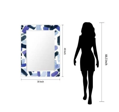 Empire Art 30" x 40" Cerulean Strokes Wall Mounted Mirror Printed Glass NEW (39C - Image 2 of 4