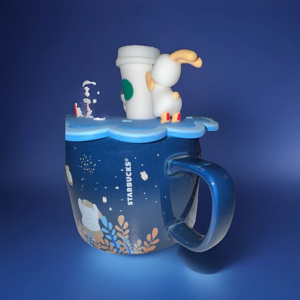 NOVO 2023 Xícara de Café Starbucks Copos de Coelho Lebre Caneca de Cerâmica com Tampa Presente - Imagem 2 de 4