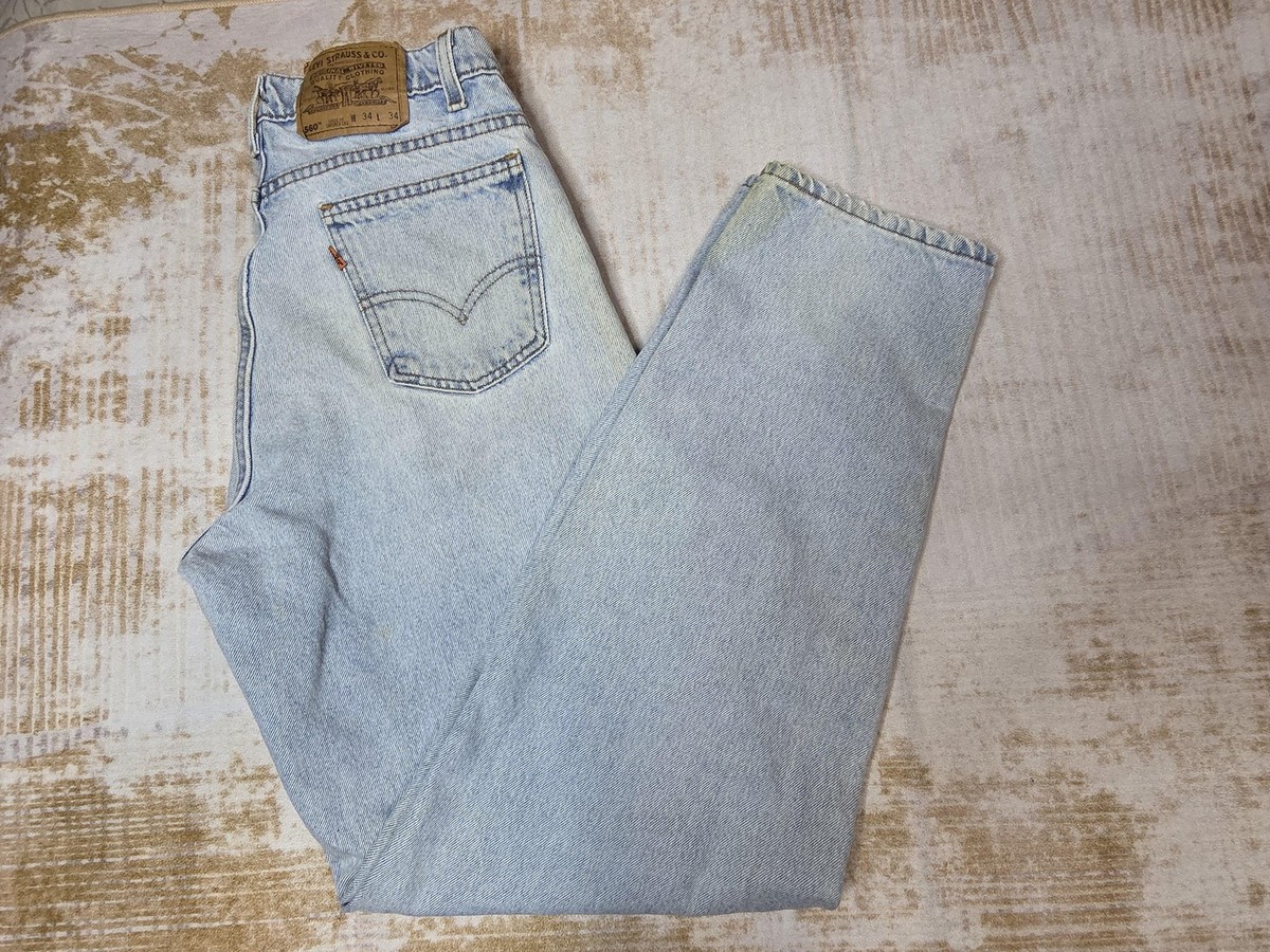 Vintage Levis 560 Jeans Mens 34x34 Light Wash Loose Tapered Leg