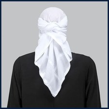 White Arab Square Scarf for Women Men Muslim Shawl Headwrap Plaid Stripe Printed