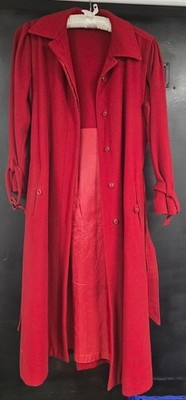 Lange rote Damenjacke Mansfield Vintage Größe 12 100 % Wolle