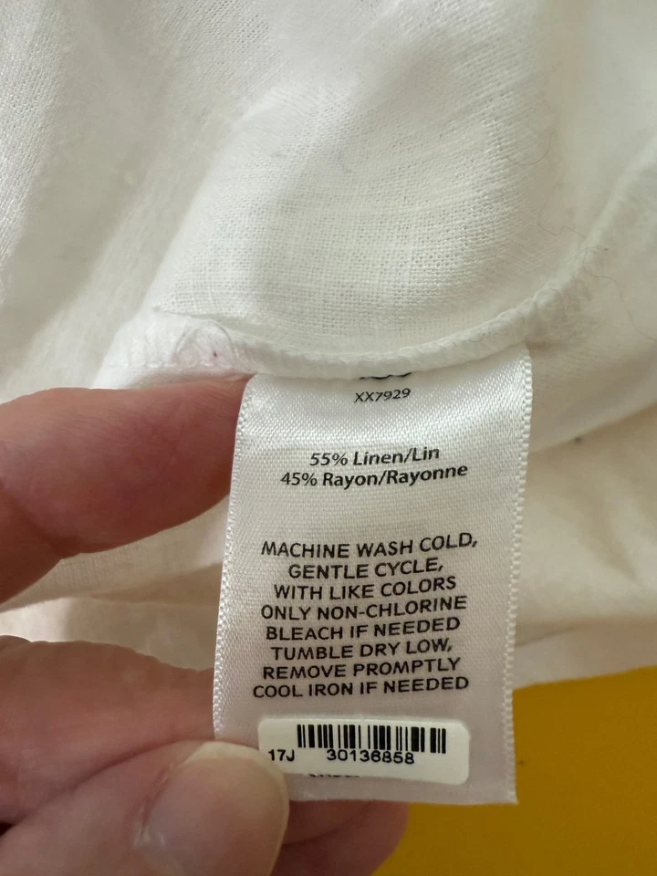 Camisa CASLON Blanco Lino Sin Mangas Corbata Frontal Mujer PXL Foto 3 de 3