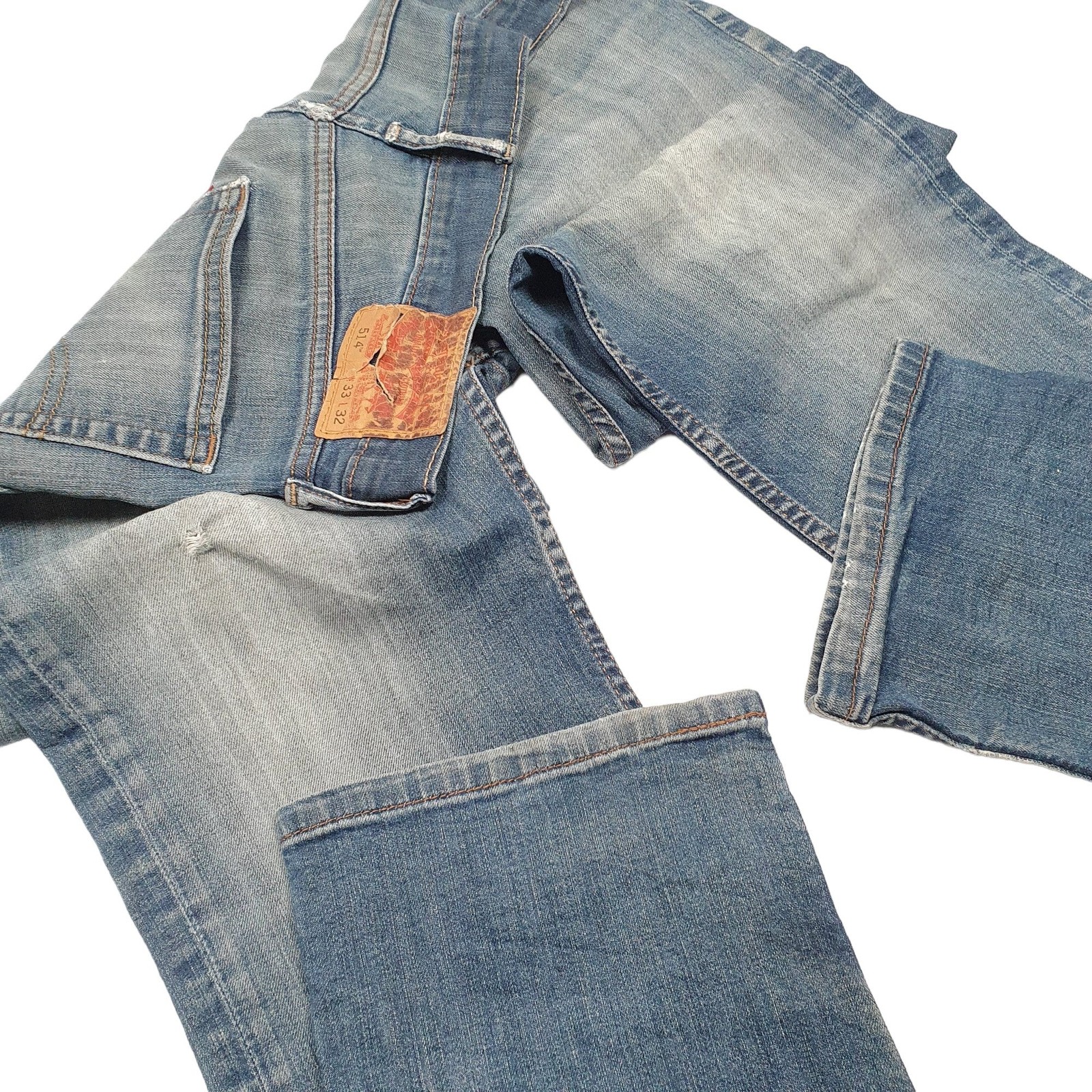 LEVIS 514 Jeans Straight Fit Blue Denim Trousers Mens Stretch W33 L32 image 3