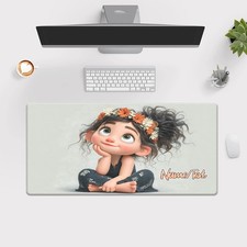 40 90cm1pc Customizable Girl with Curly Hair Mouse Pad - Personalized NameText,