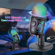 RGB USB Gaming Microphone Noise Cancelling Condenser Mic for PC PS5 Streaming