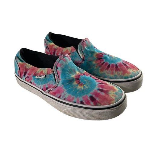 Vans Scarpe Donna 7 Arcobaleno Tie Dye Mocassino Slip On Boho Festival Skate Blu Rosa