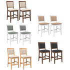 Barhocker Barstuhl Küchenhocker Hocker mit Kissen 2 Stk. Massivholz Gummibaum