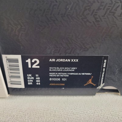Air Jordan XXX 30 white and wolf grey size 12 Sneakerhead  display picture 1