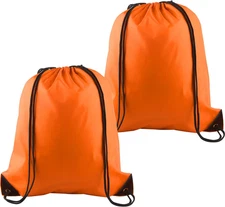 2Pcs Orange Drawstring Backpack Bags Cinch Sack Bulk String Backpack Storage Bag