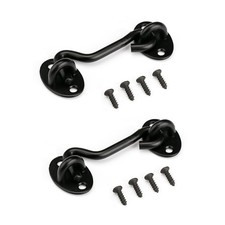 Privacy Hook and Eye Latch Easy Lock for Barn Door, Black 6 INCH-2PCS 