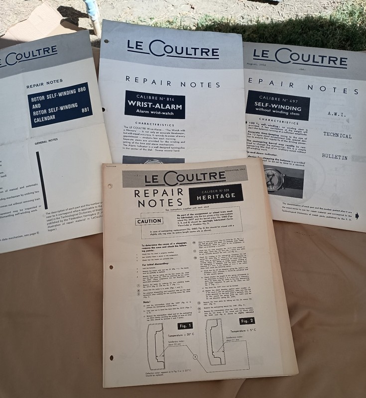 LeCoultre Watch Repair Notes Pamphlets Calibres 880 881 814 497 528