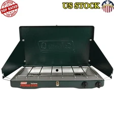 Matchlight 10000 BTU 2Burner Propane Stove Black High-pressure Regulator Outdoor