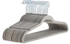 Amazon Basics Slim, Velvet, Non-Slip Suit Clothes Hangers, Pack of 30, Grey
