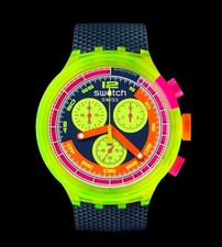 RARO Swatch Orologio Svizzero Neon To The Max SB06J100 BIG BOLD Cronografo