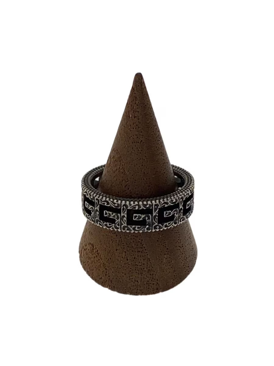 Gucci Arabesque Pattern Square G Silver Ring Men'… - image 1