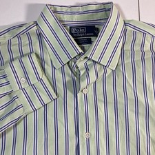 VTG Ralph Lauren Curham Shirt XL Green Stripe Long Sleeve Button Oxford 90s Y2K