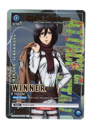 Mikasa Ackermann (Winner) Common Union Arena Promotion Cards UEPR/AOT-1-023 NM