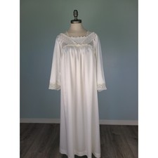 VTG Christian Dior Nightgown Cream Satin Lacy Victorian Edwardian 70s 80s Bridal
