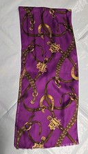 Lauren Ralph Lauren Purple Scarf Equestrian Gold Chain Scarf Designer Horse Bits