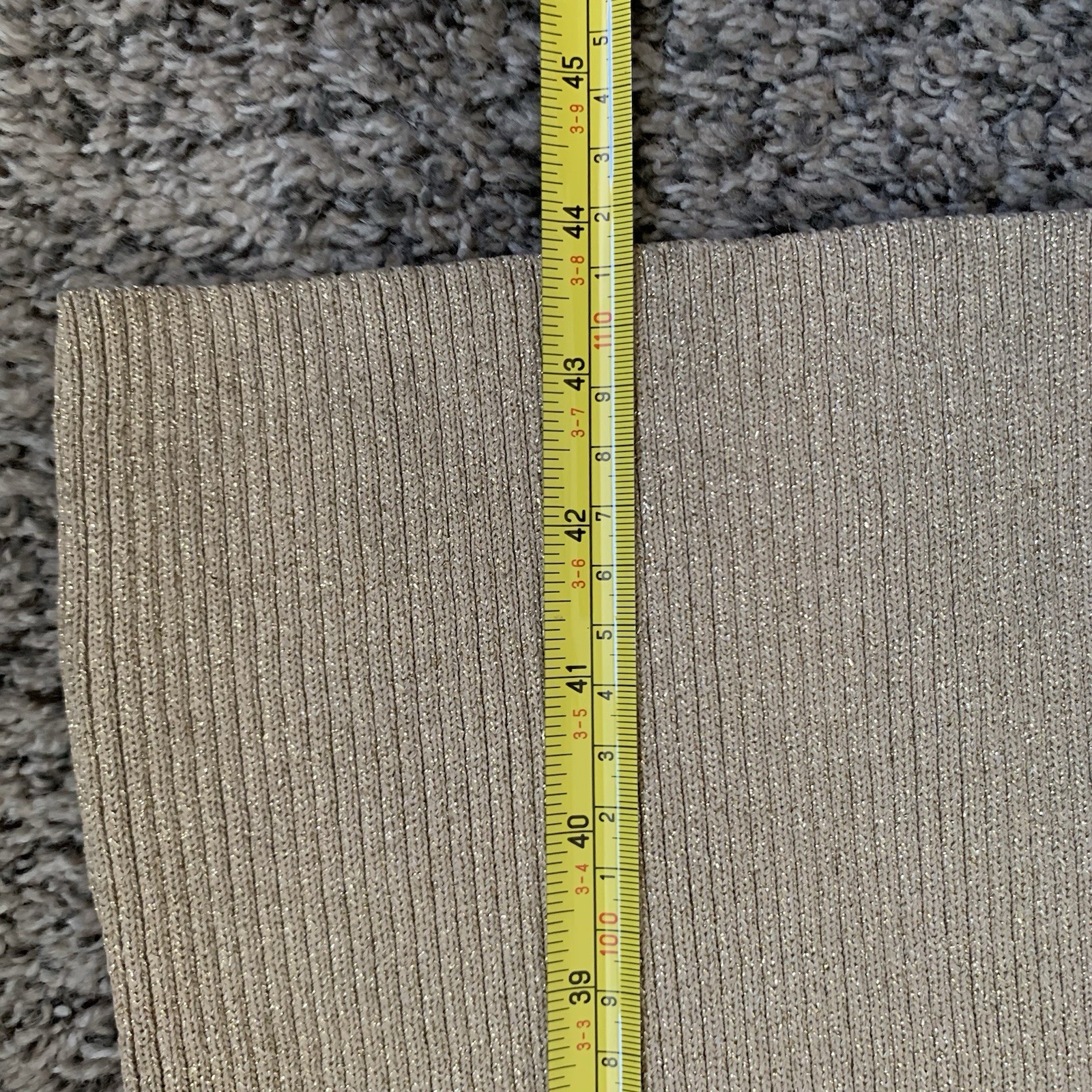 Michael Kors Dress Women L Gold Metallic Ribbed V Neck Sweater Sheath Pencil thumbnail 12