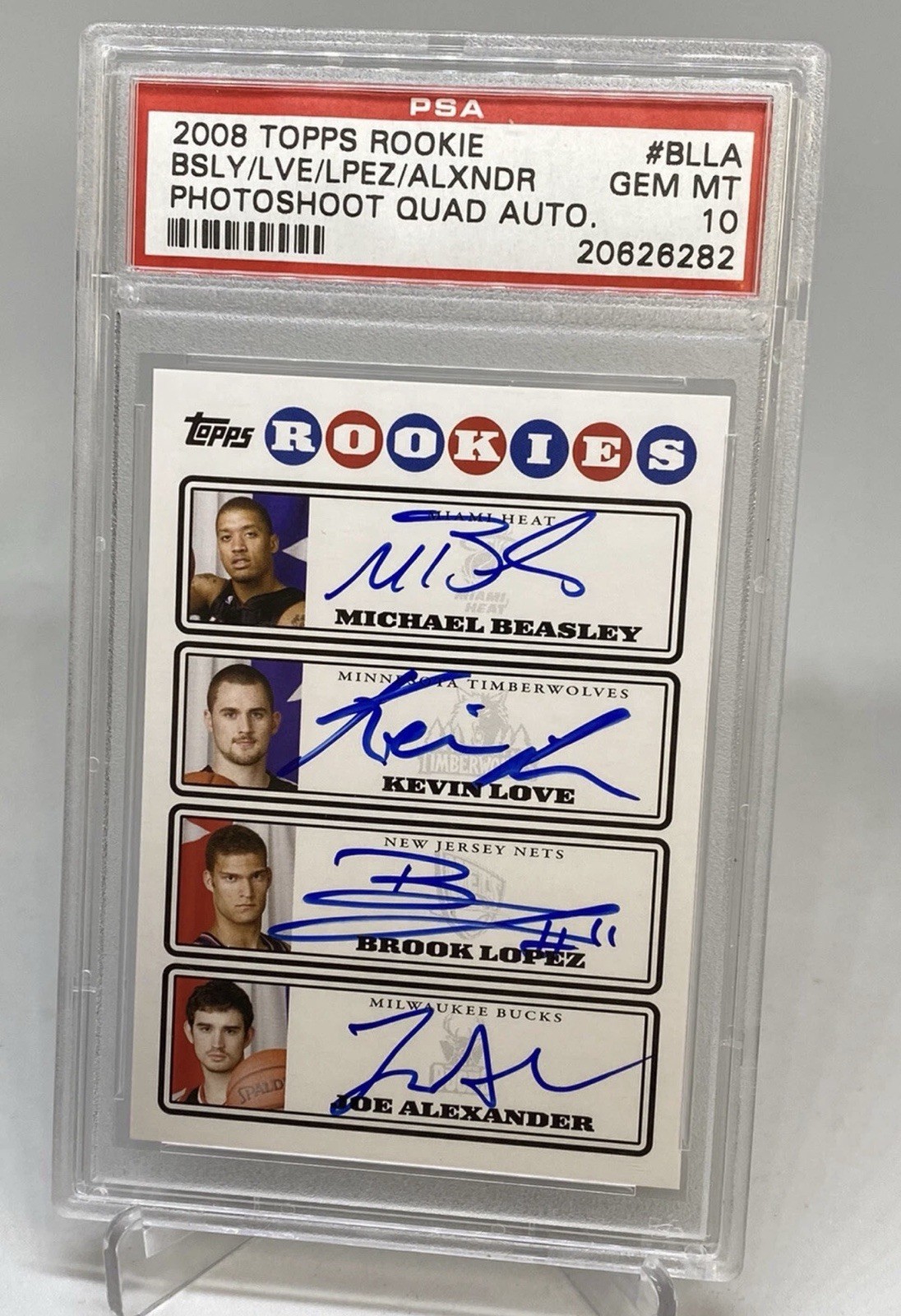 2008 Rookie RC Kevin Love Brook Lopez Alexander Quad Auto PSA 10 POP 6  GEM MT