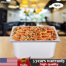 6" Deep 1/2 Size Stainless Steel Steam Table Pans Hotel Food Prep Pan 4 Pack Lid