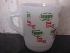 Vintage Fire-King Hudy Delight  RARE BEER Milk Glass Advertising Coffee Mug