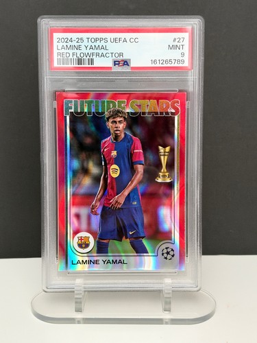 2024-25 Topps UEFA Lamine Yamal #27 Red Flowfractor SSP PSA 9 All Star Rookie