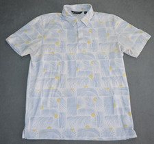 Travis Mathew Mens Sun Guilt Performance Golf Polo Shirt Size L Floral Palm Tree