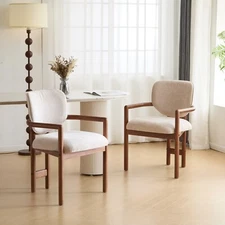 Set of 2 Modern Upholstered Dining Chairs with Frame & King Louis Backrest
